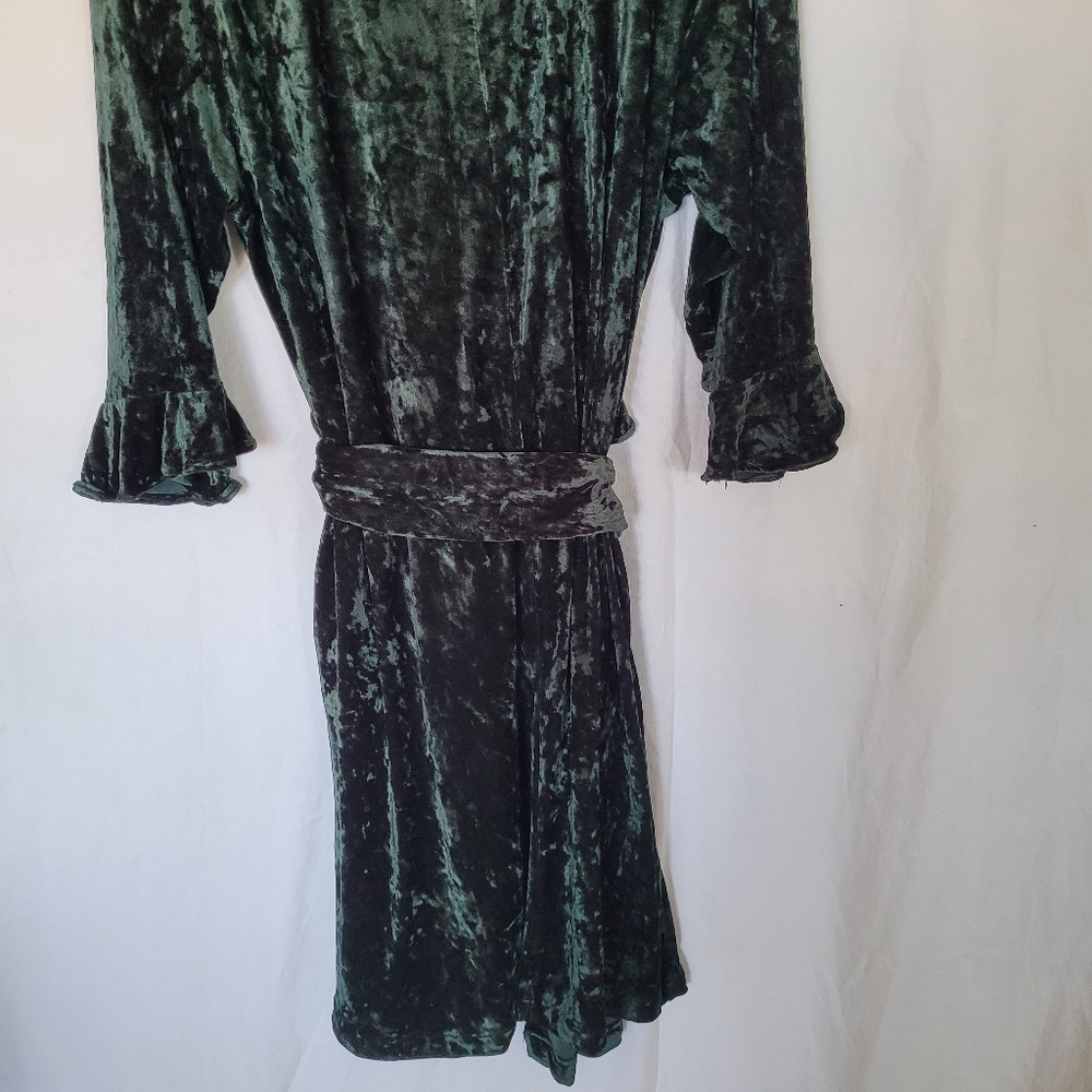 Victoria's Secret Robe Crushed Velvet Wrap Size M-L Emerald Green Moody - Picture 8 of 10